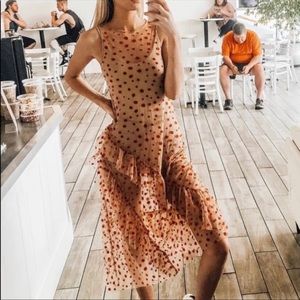 Zara tulle polka dot dress semi sheer red
